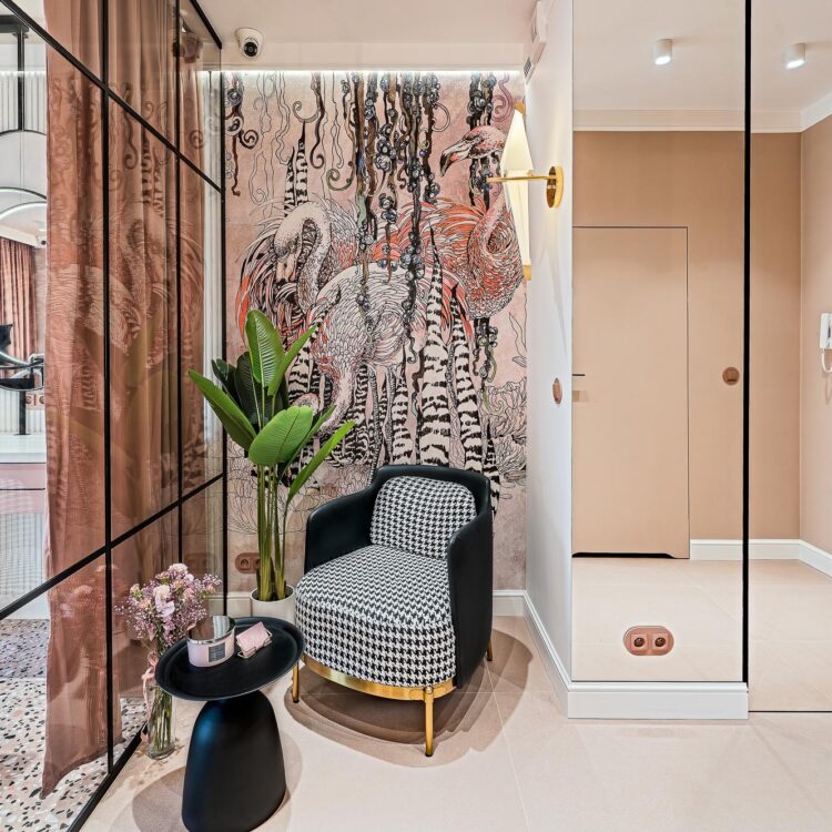 Strefa relaksu i wejście do salonu w eleganckim wydaniu.